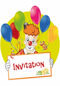 Invitation festive avec un clown joyeux